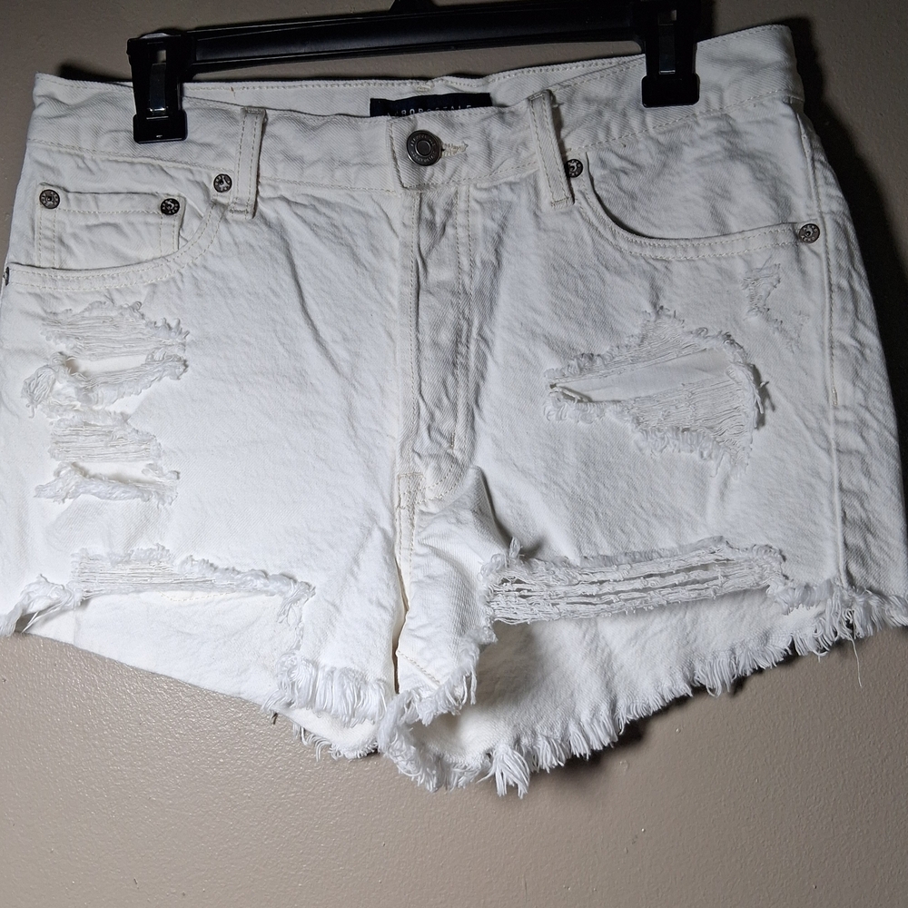 Aeropostale White Distressed Jean Shorts